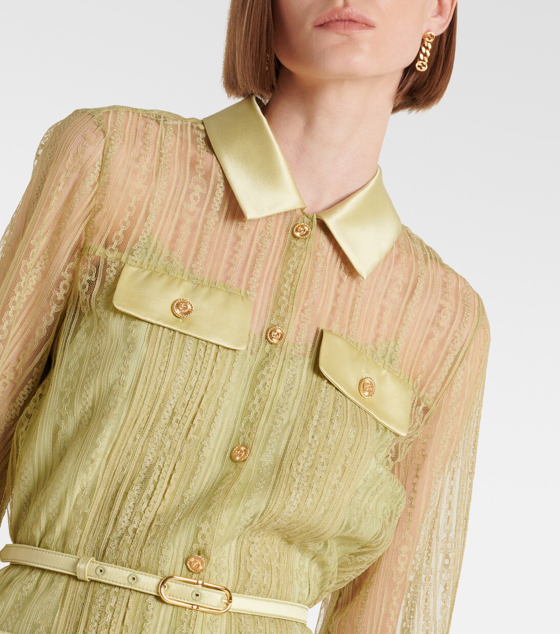Vestido Maxi con Detalles Horsebit de Gucci y Cordones Elegantes