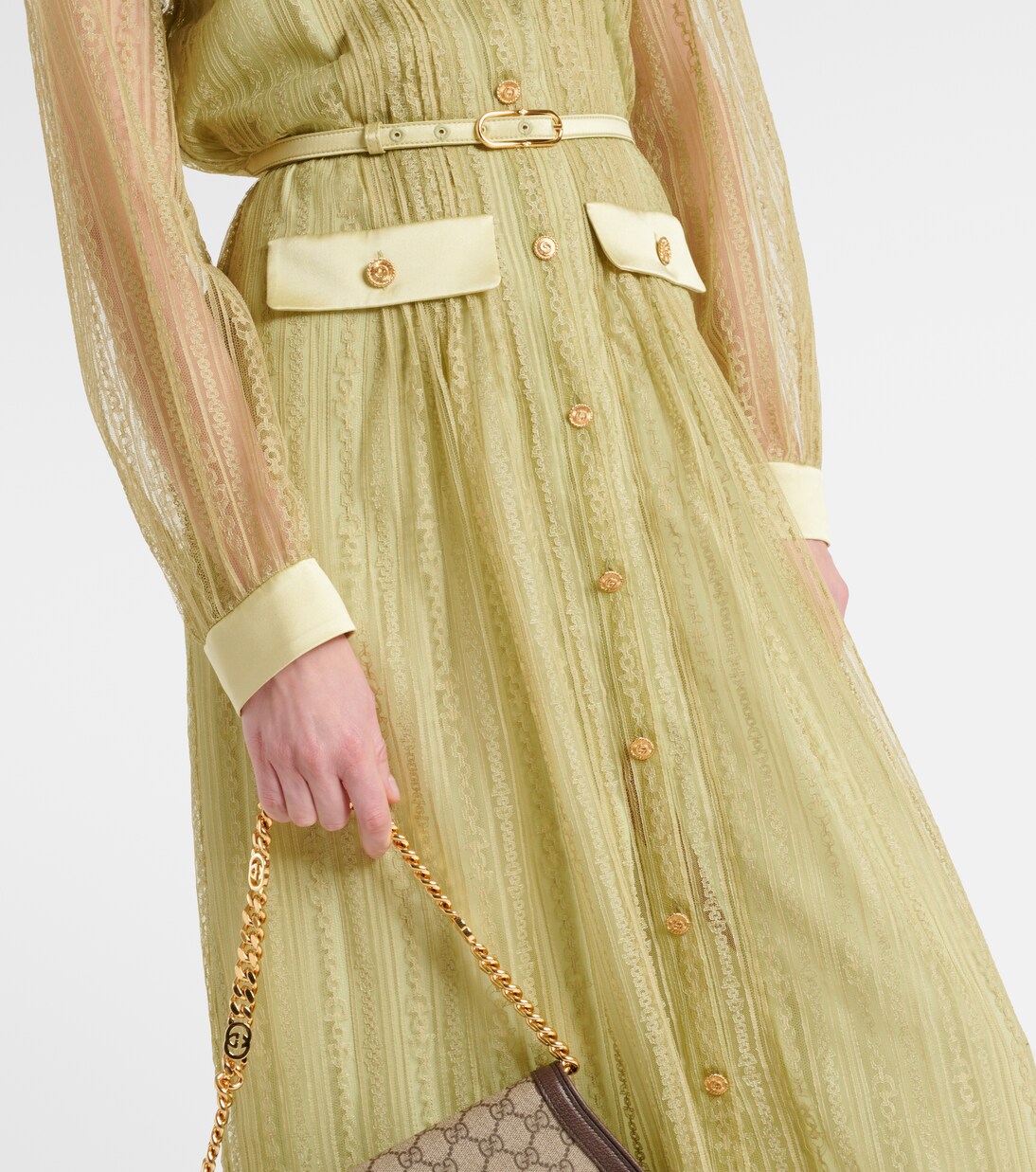 Vestido Maxi con Detalles Horsebit de Gucci y Cordones Elegantes