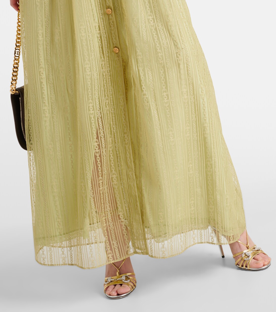 Vestido Maxi con Detalles Horsebit de Gucci y Cordones Elegantes