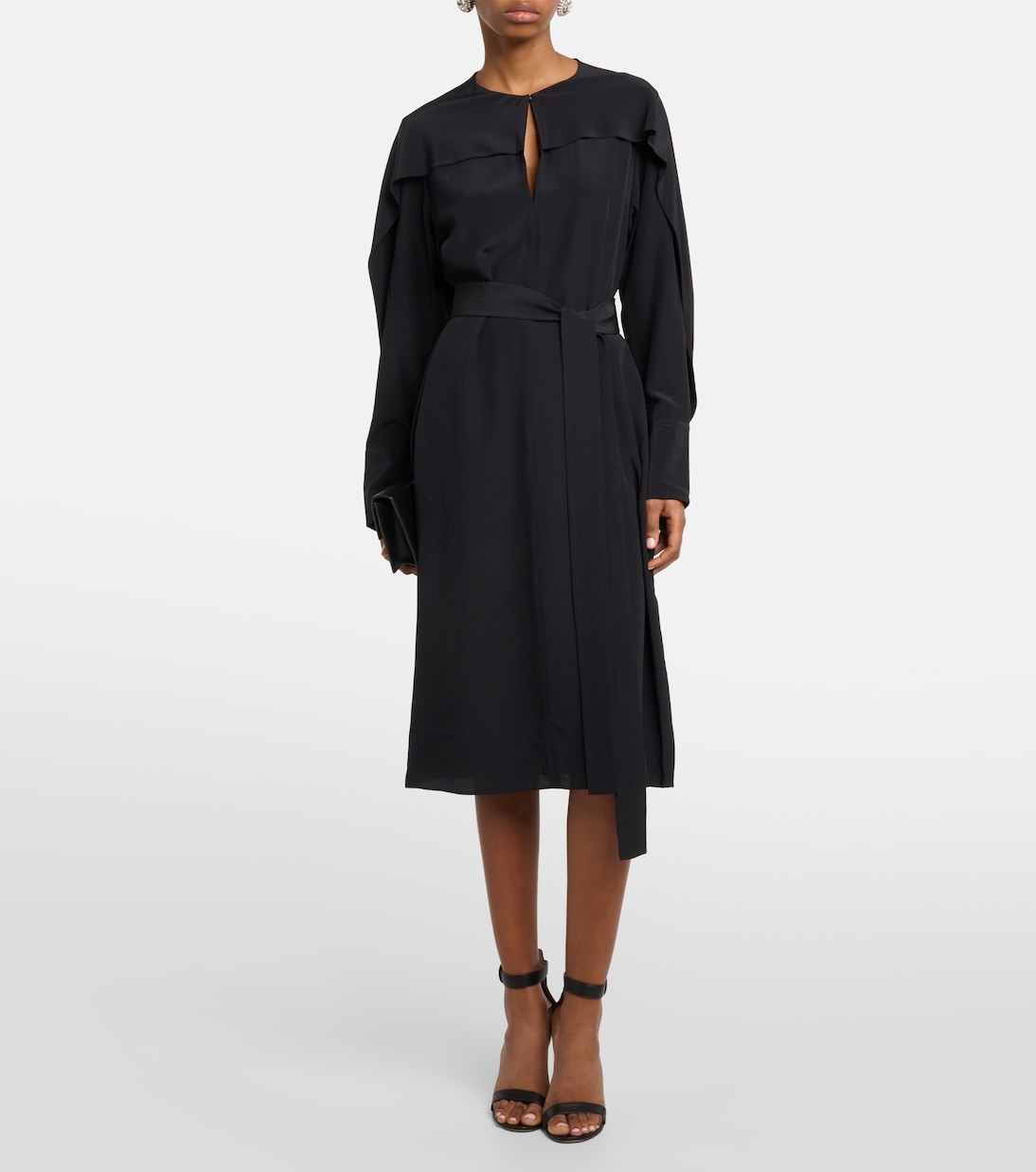 Danville silk crêpe de chine midi dress  | Joseph