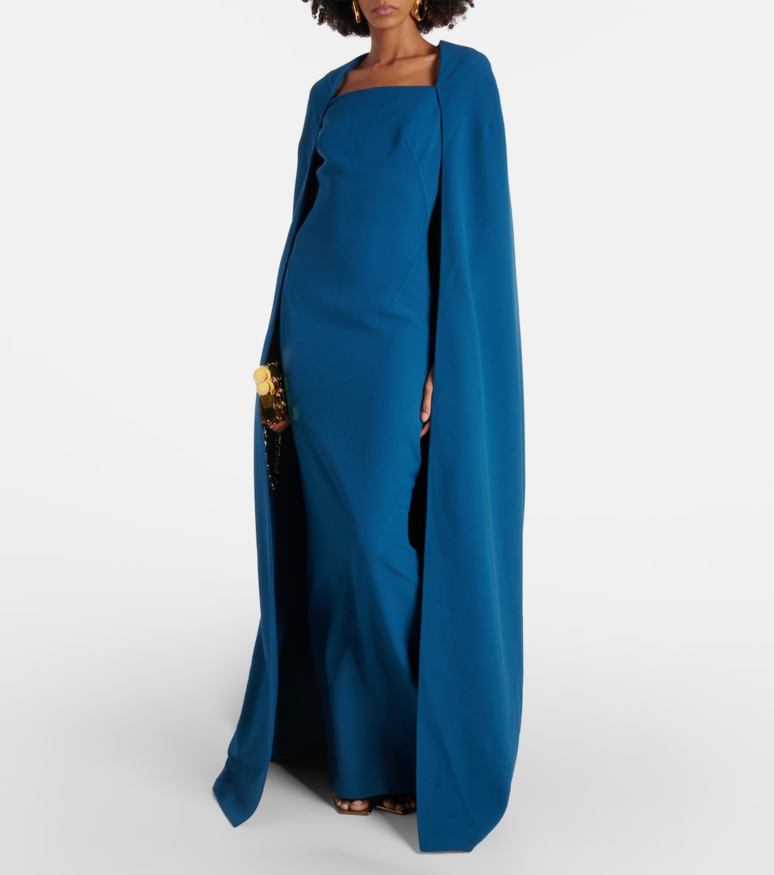 Cinza caped crêpe gown | Safiyaa