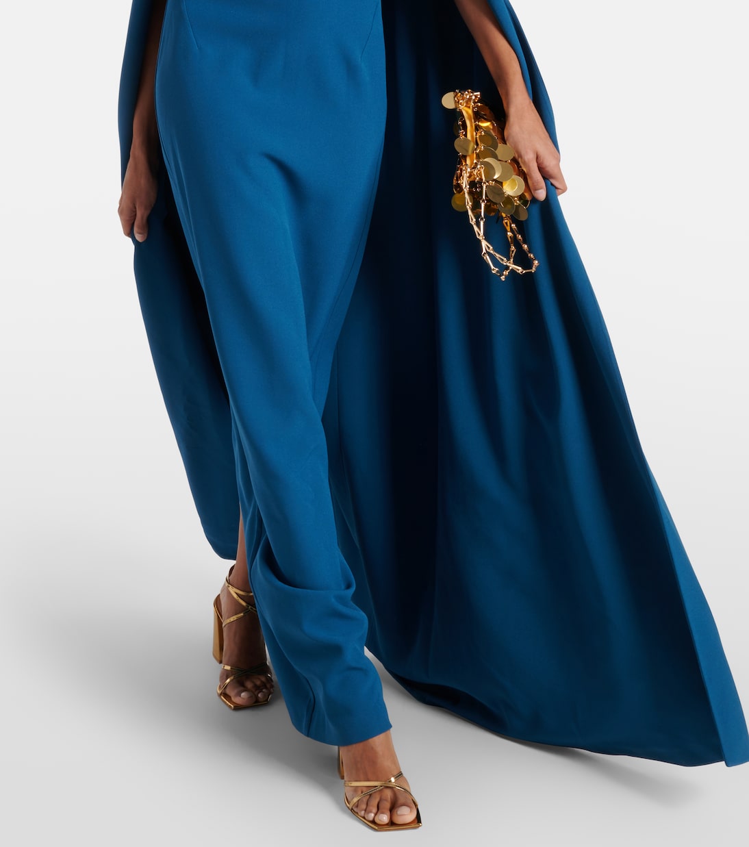 Cinza caped crêpe gown | Safiyaa