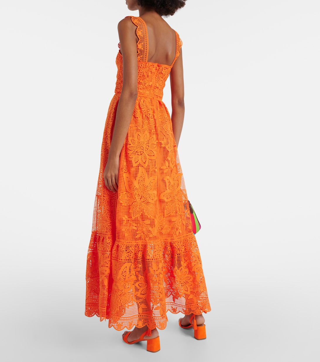 Guipure lace maxi dress in orange Farm Rio Mytheresa