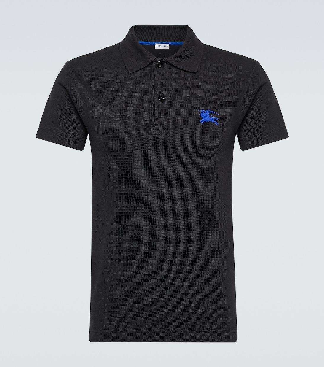 Cotton polo shirt in black Burberry Mytheresa