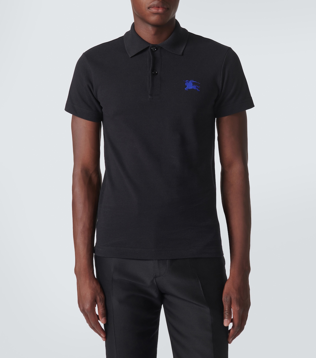 Cotton polo shirt in black Burberry Mytheresa