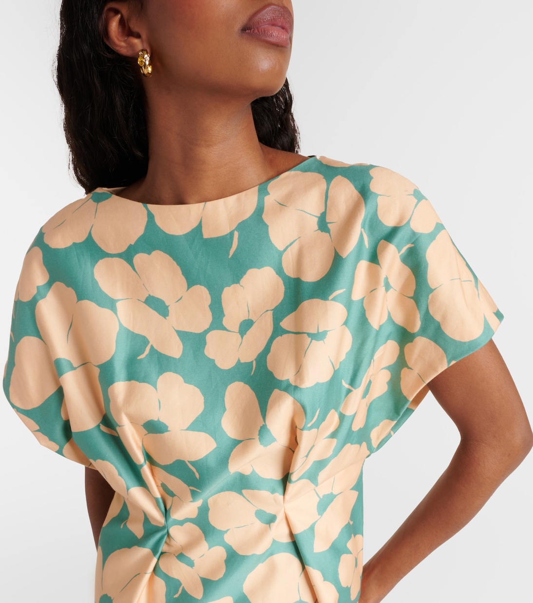 Vestido midi de satén floral | Dries Van Noten