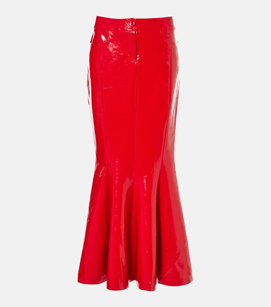 Jean faux leather maxi skirt in red Norma Kamali Mytheresa