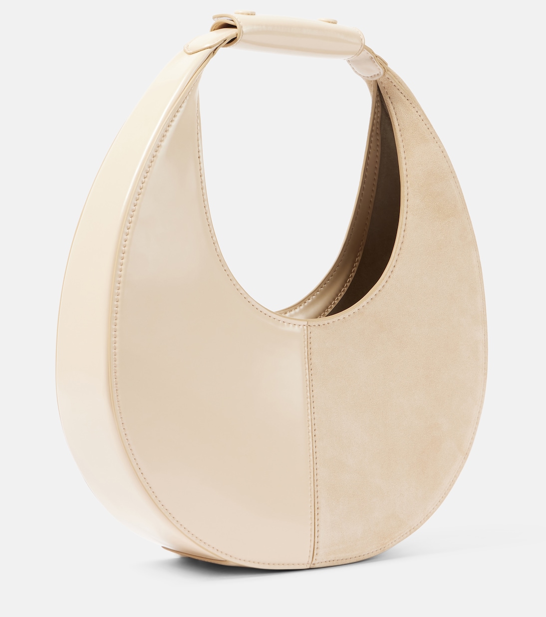 Moon Split leather and suede tote bag | Staud