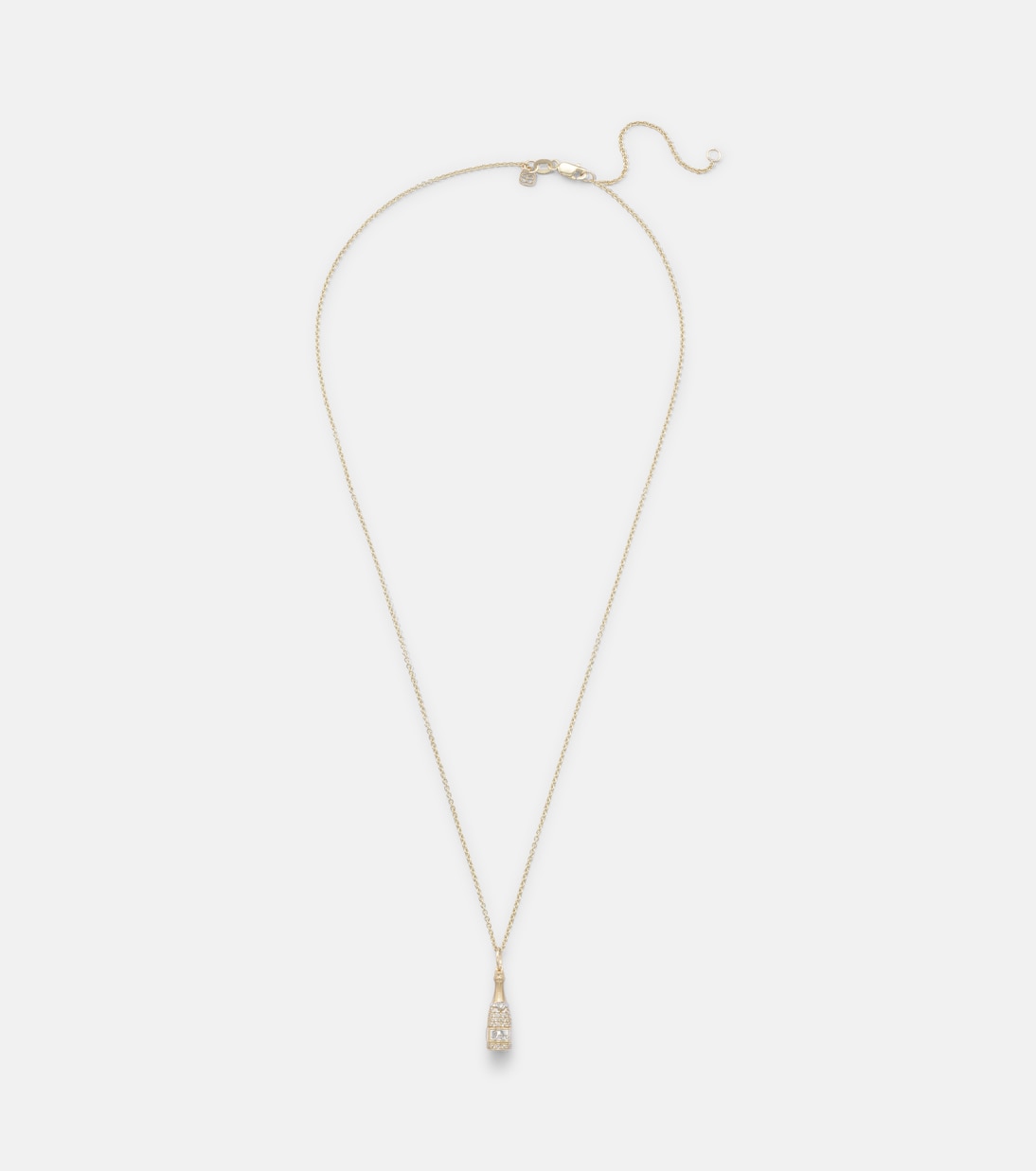 Collana con pendente a forma di bottiglia di champagne SYDNEY EVAN in oro 14kt e diamanti, perfetta per giovani alla moda.