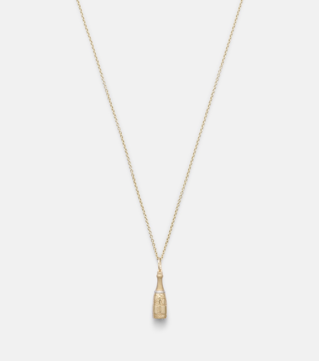 Collana con pendente a forma di bottiglia di champagne SYDNEY EVAN in oro 14kt e diamanti, perfetta per giovani alla moda.