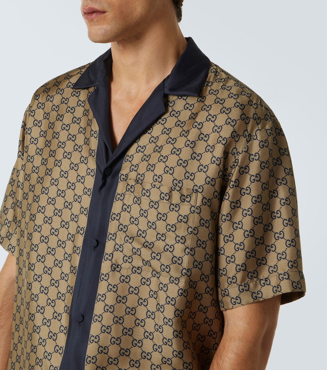 Camicia GG in seta con stampa | Gucci