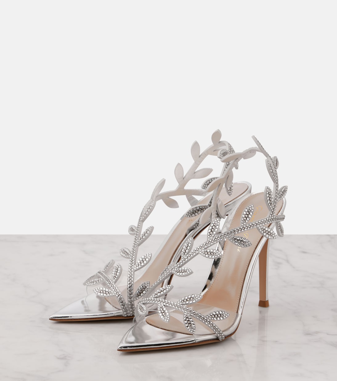 Pumps Flavia 105 in pelle metallizzata con cristalli | Gianvito Rossi