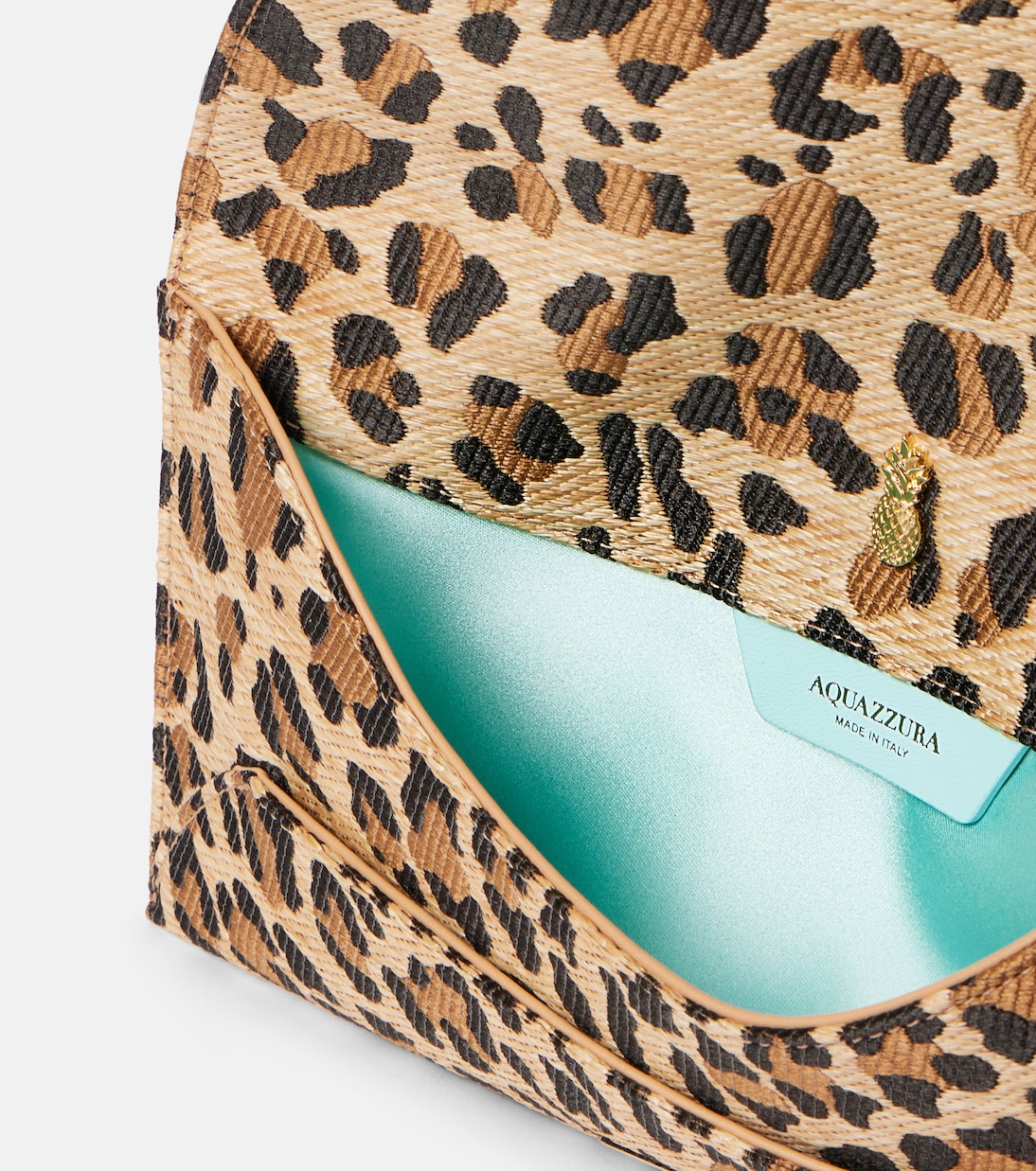 Leopard-print raffia clutch | Aquazzura