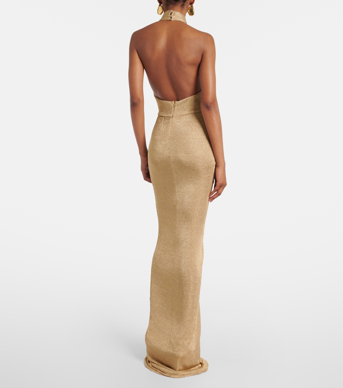 Cass ruched halterneck lamé gown | The New Arrivals Ilkyaz Ozel