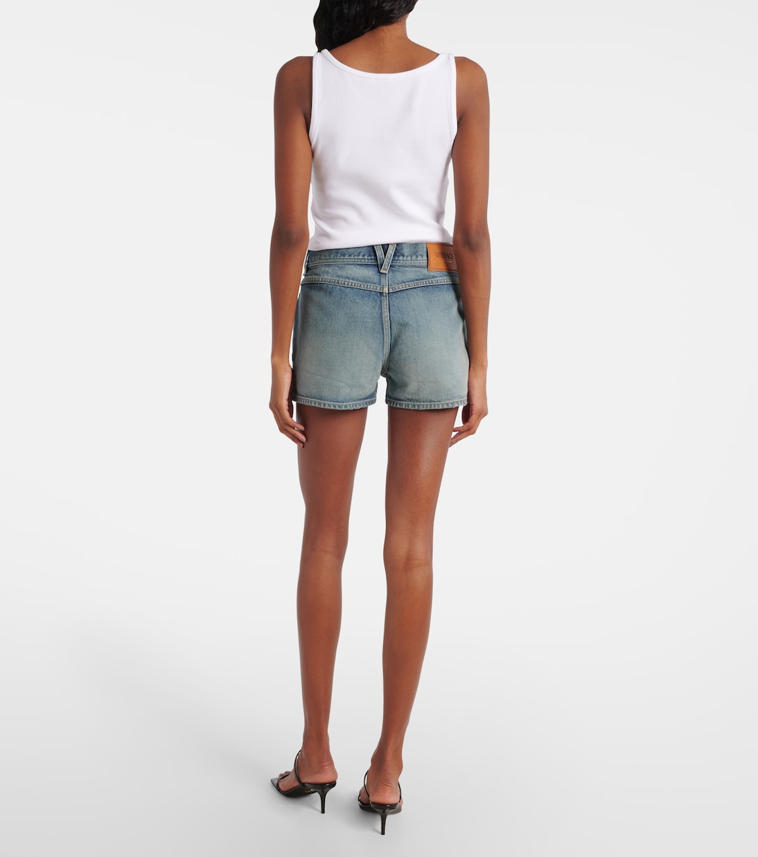 Shorts di jeans a vita media | Versace