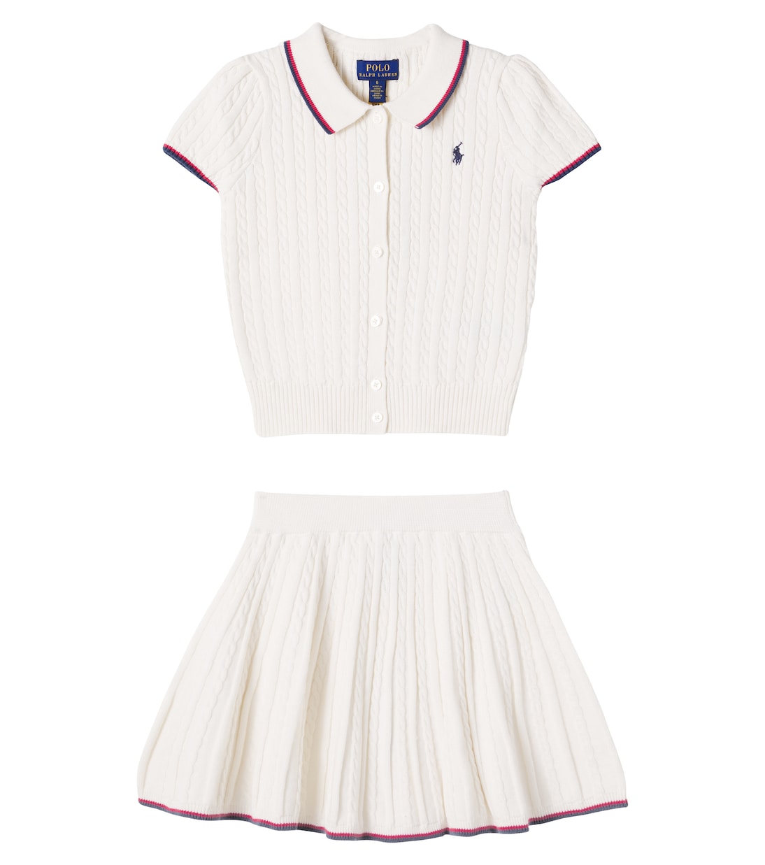 Set de polo y falda de algodón acanalados | Polo Ralph Lauren Kids