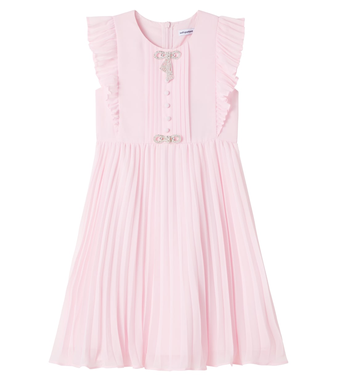 Abito in chiffon con fiocco e pince | Self-Portrait Kids