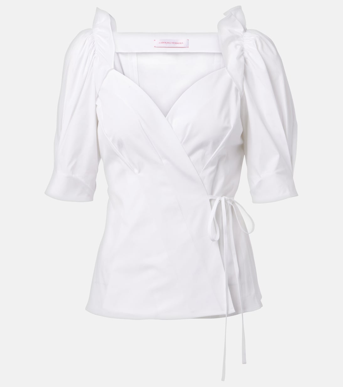 Cotton-blend wrap top | Carolina Herrera