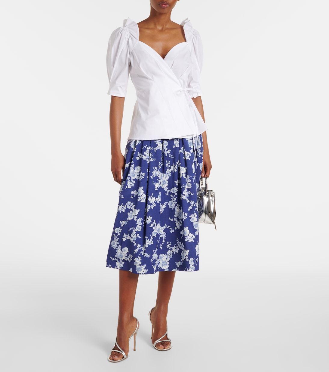 Cotton-blend wrap top | Carolina Herrera