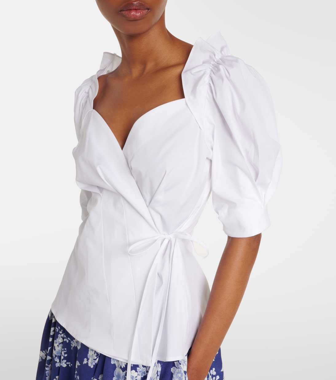 Cotton-blend wrap top | Carolina Herrera