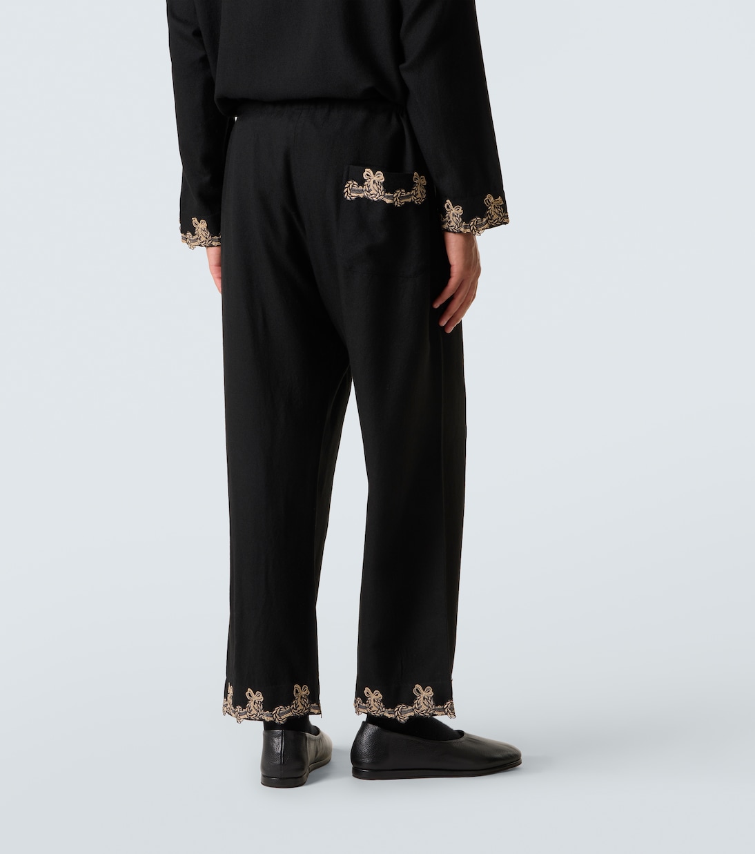 Laurelist wool flannel wide-leg pants | Bode