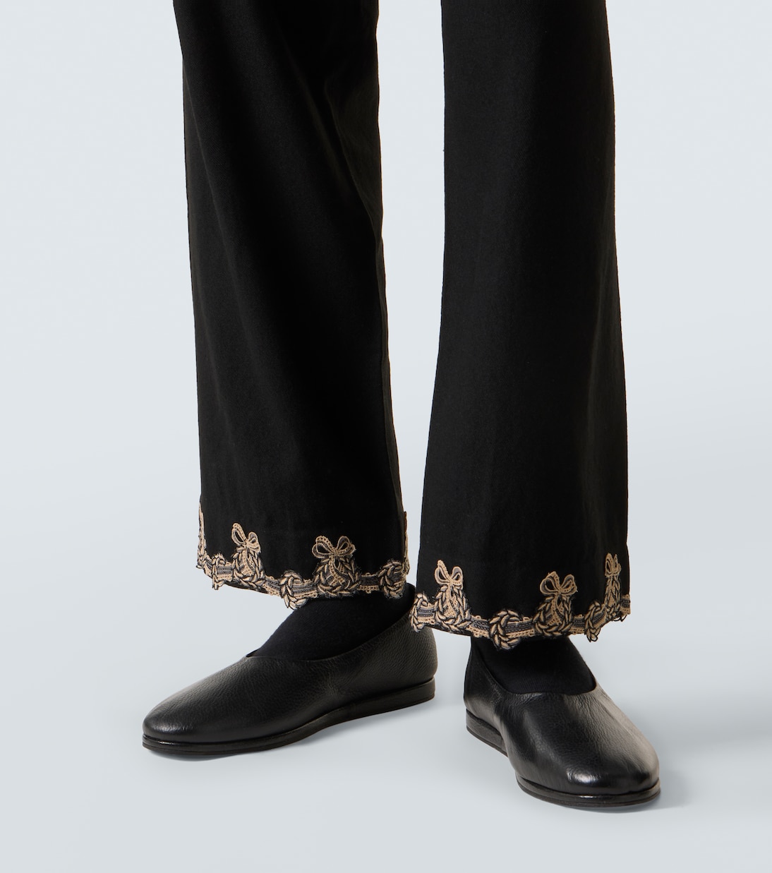 Laurelist wool flannel wide-leg pants | Bode