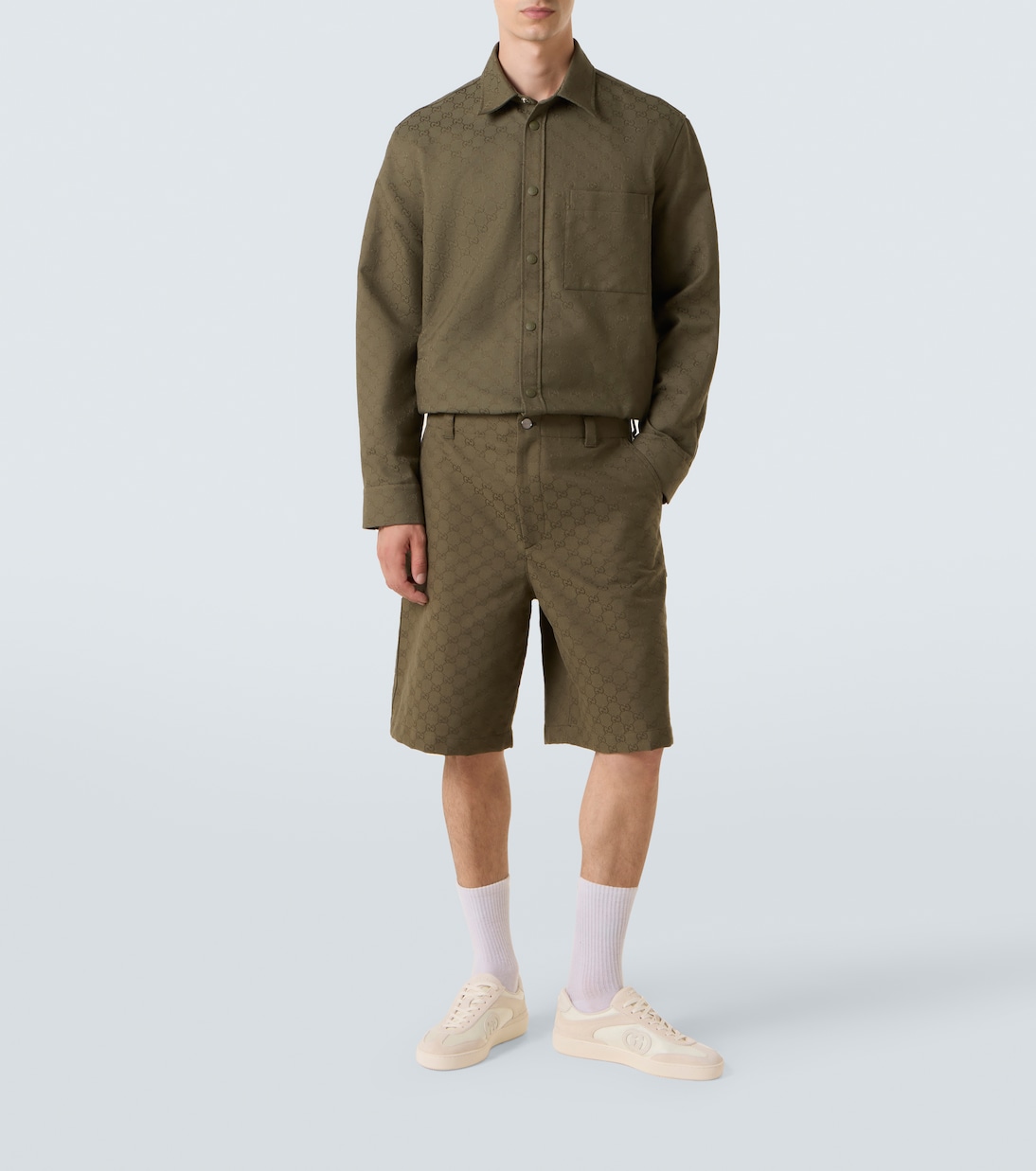 Bermudas en mezcla de algodón con GG | Gucci