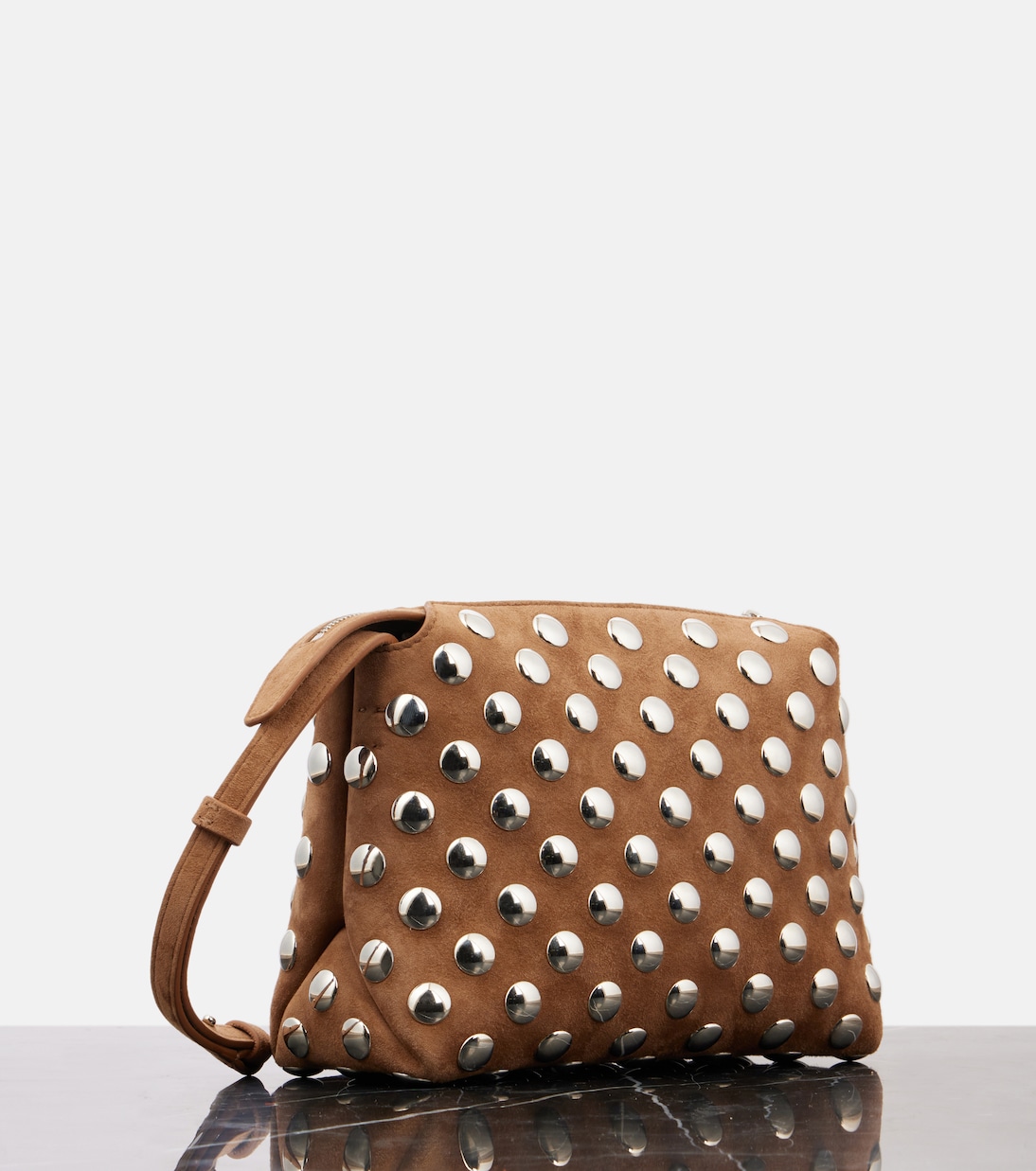 Borsa a tracolla Lina Medium in suede con borchie | Khaite