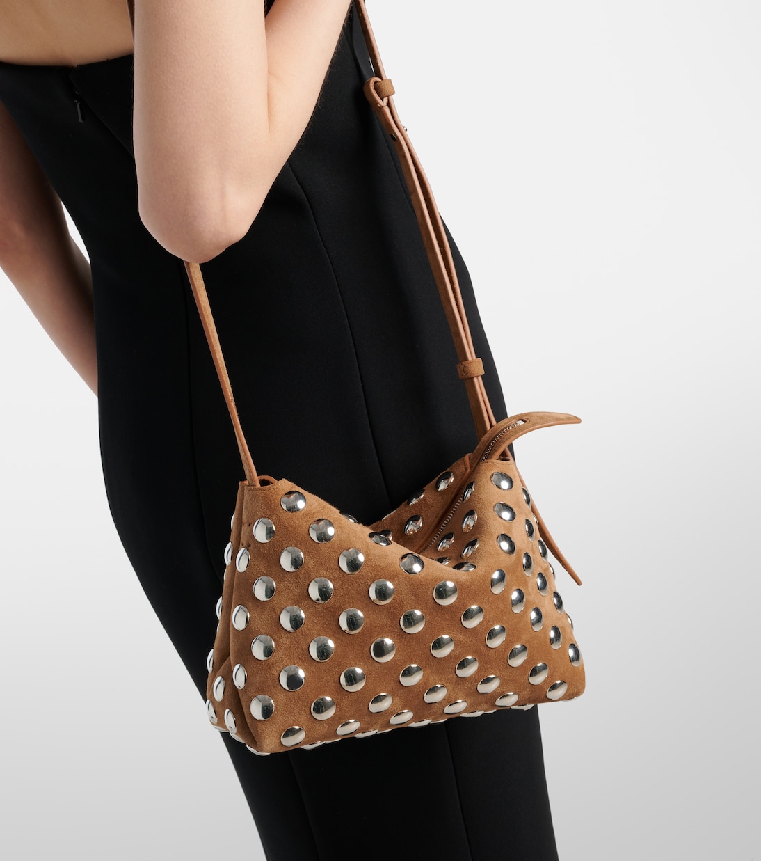Borsa a tracolla Lina Medium in suede con borchie | Khaite