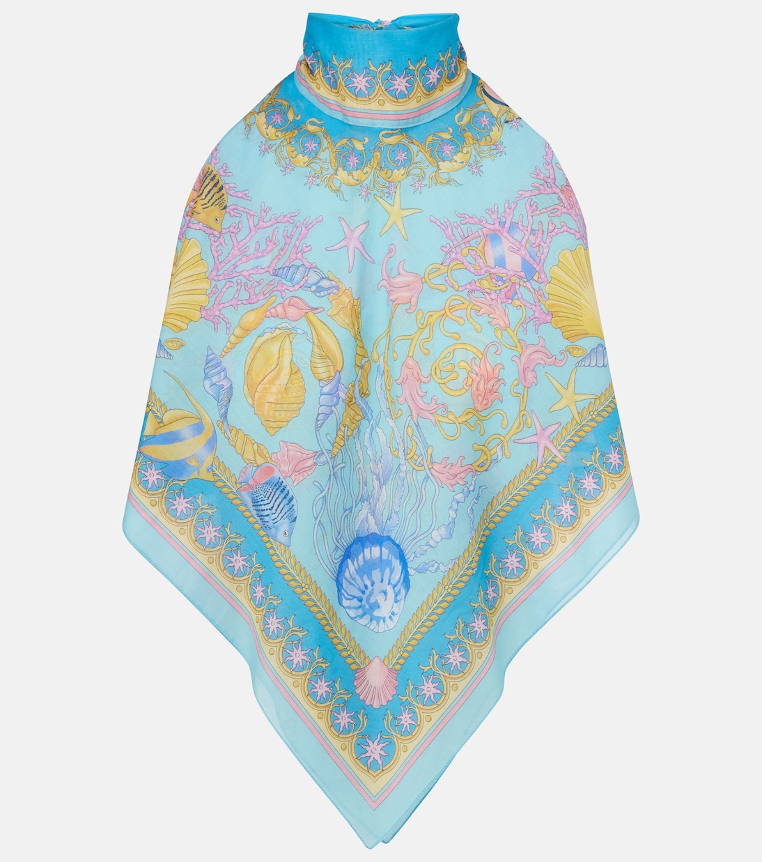 Top in cotone e seta con stampa | Versace