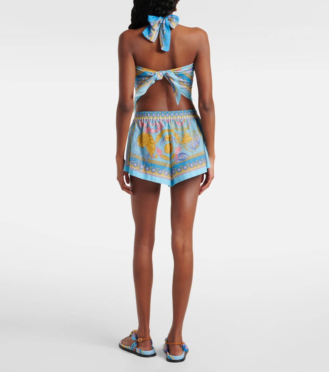 Top in cotone e seta con stampa | Versace