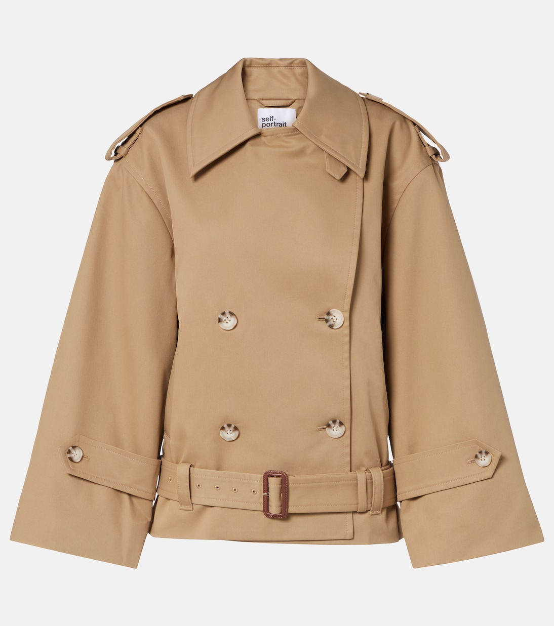 Cropped gabardine trench coat | Self-Portrait