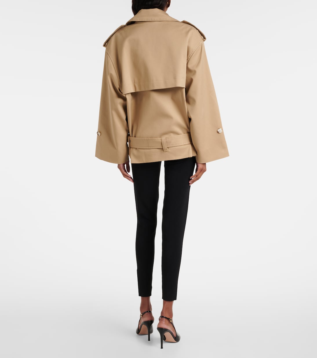 Cropped gabardine trench coat | Self-Portrait