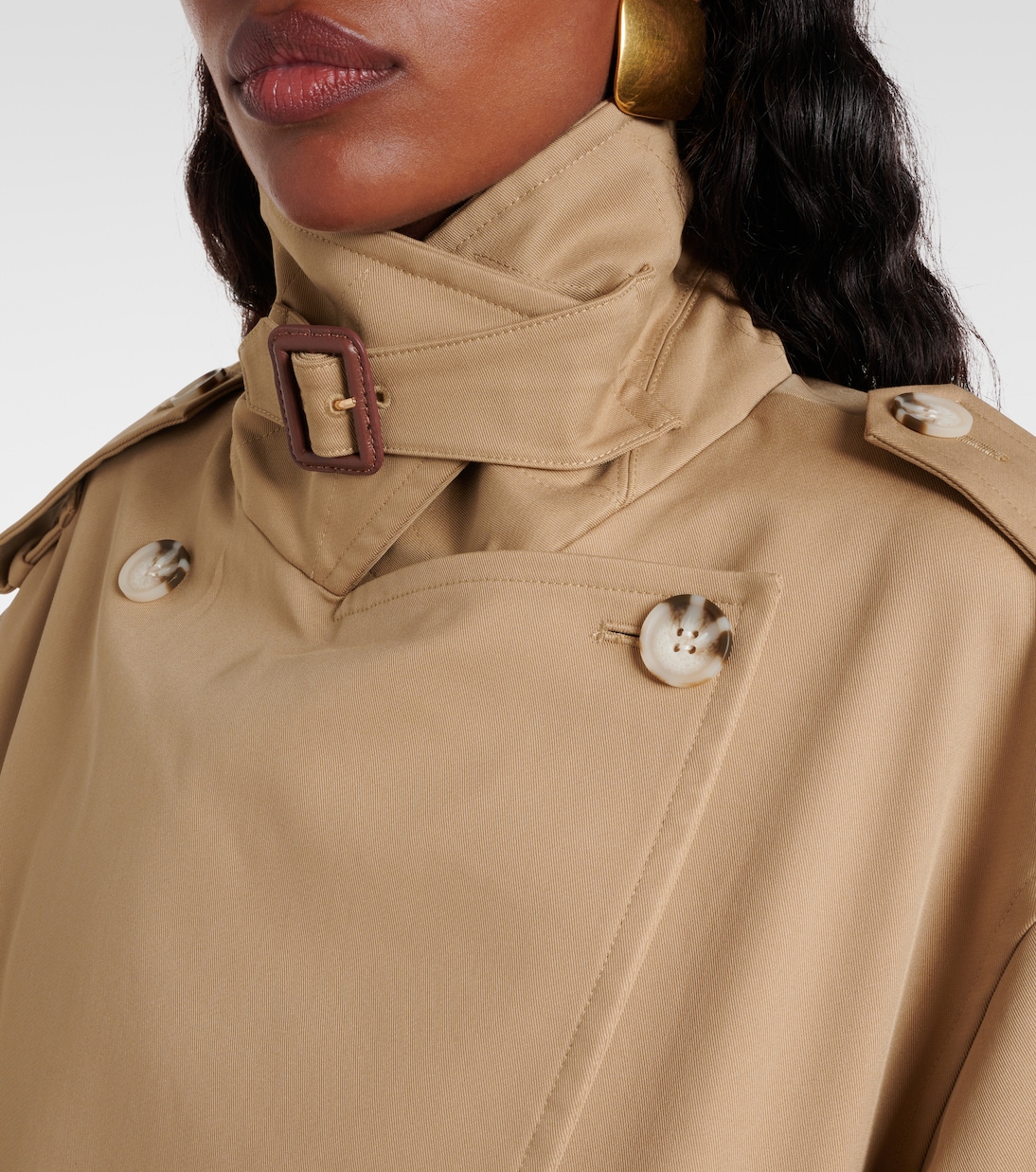 Cropped gabardine trench coat | Self-Portrait