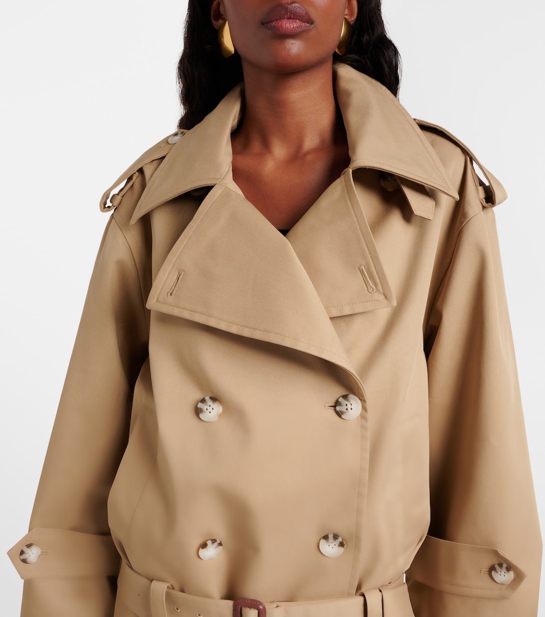 Cropped gabardine trench coat | Self-Portrait