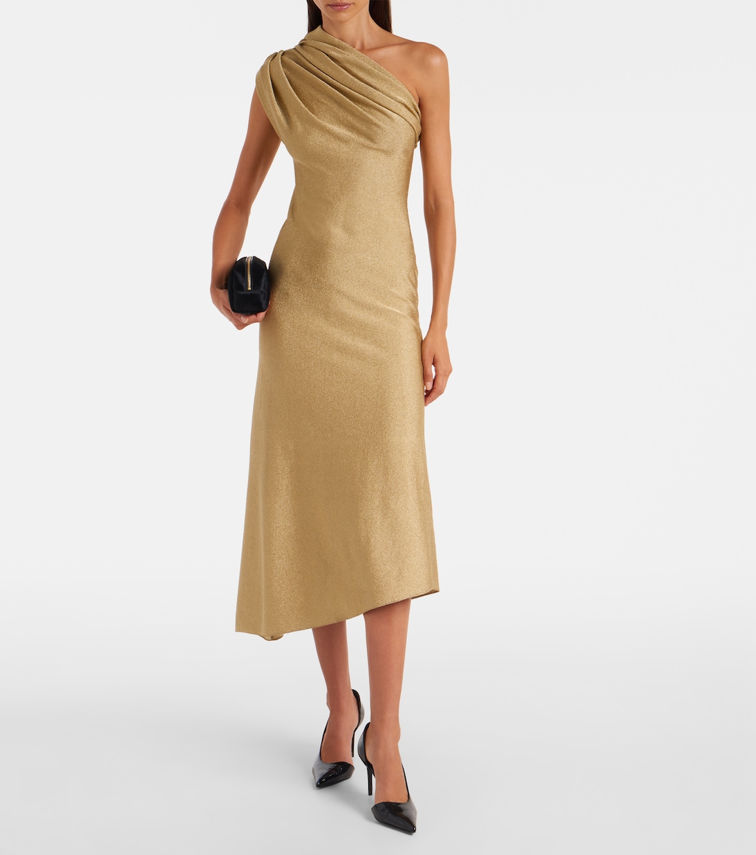 Coast one-shoulder lamé midi dress | Khaite