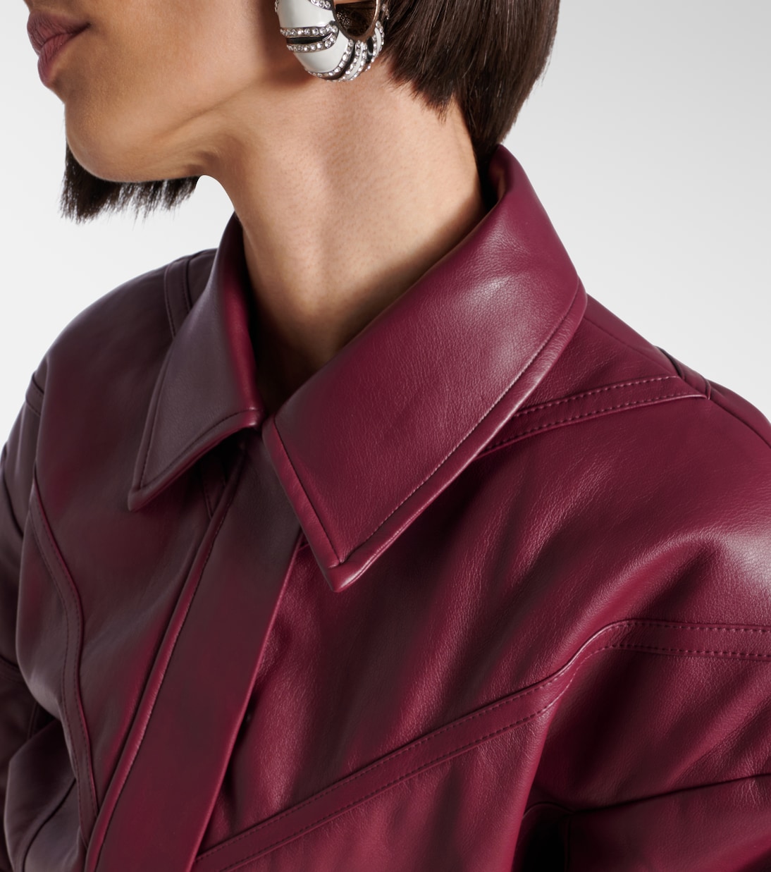 Cropped faux leather bomber jacket | Rotate