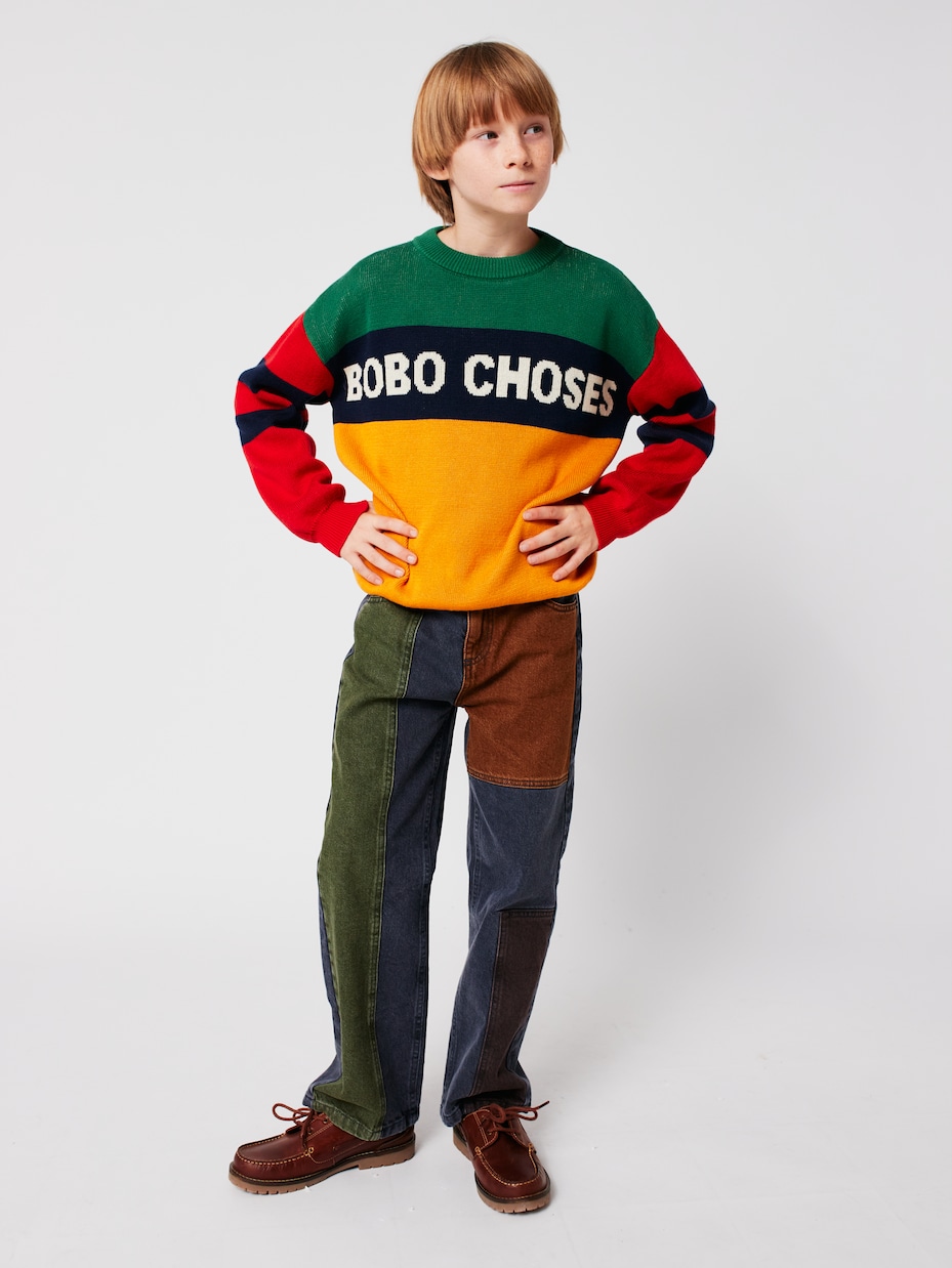 Logo colorblocked cotton sweater | Bobo Choses
