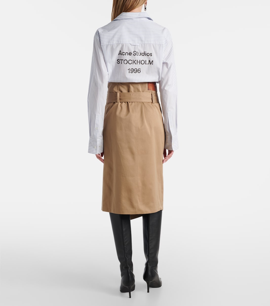 Innara belted cotton twill midi skirt | Acne Studios