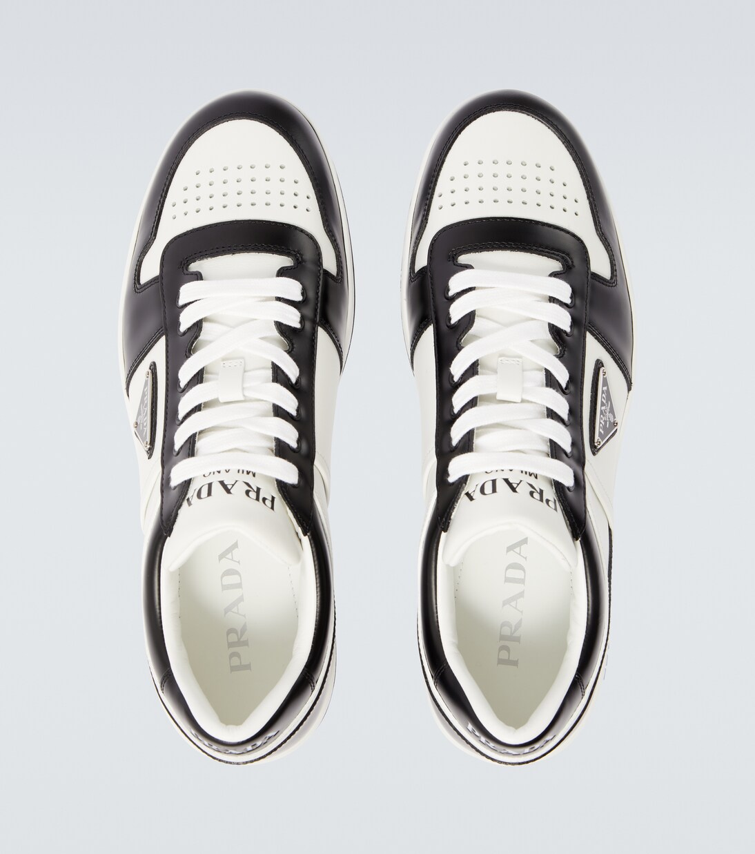 Downtown leather sneakers | Prada