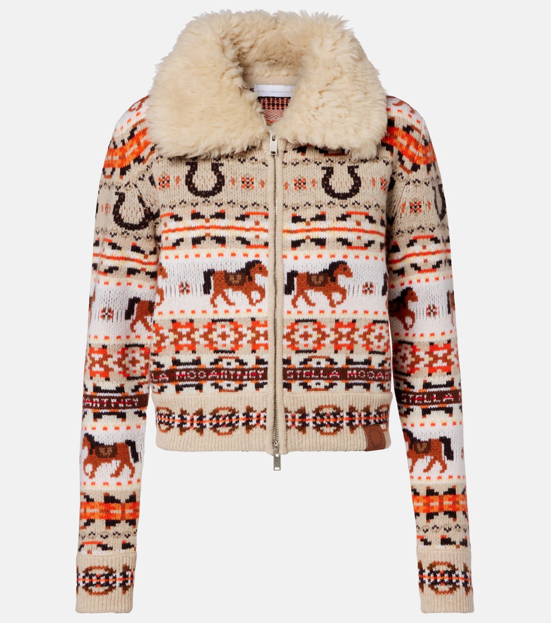 Intarsia virgin wool zip-up cardigan | Stella McCartney
