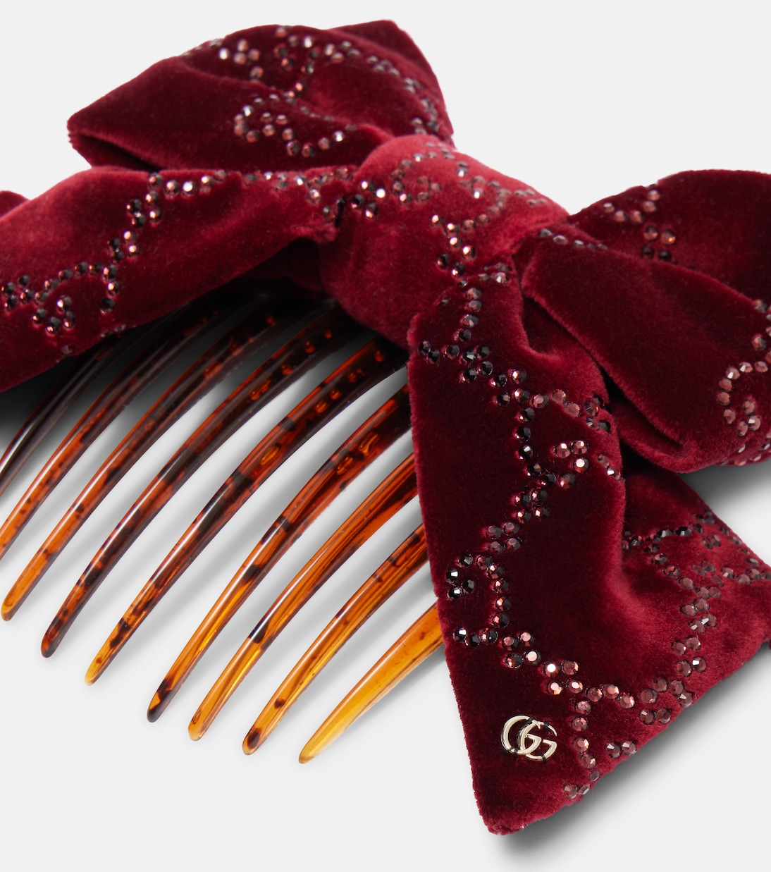 GG embellished cotton velvet hair comb | Gucci