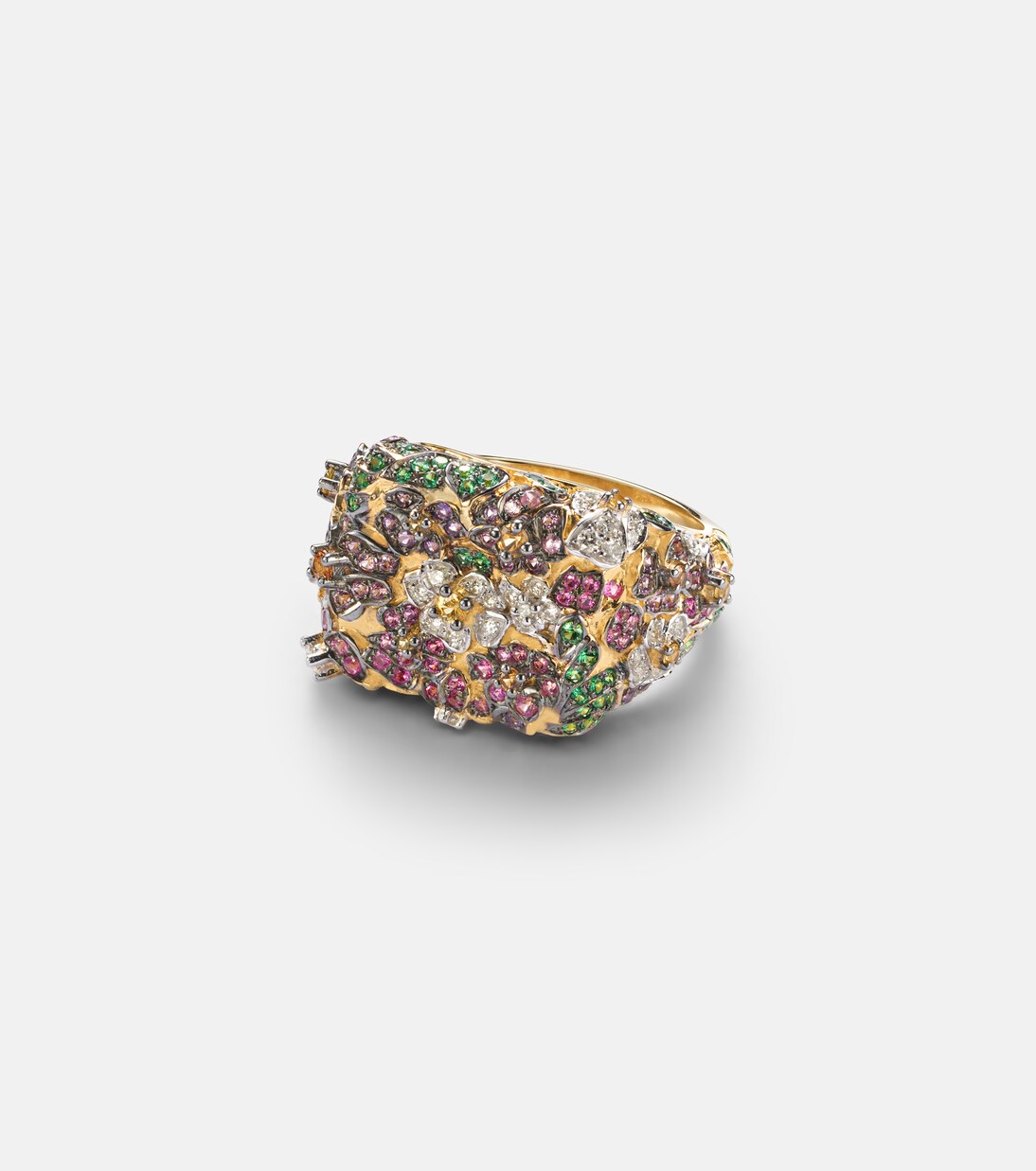 Ring Jolie Fleur aus 9kt Gelbgold mit Edelsteinen | Yvonne Léon