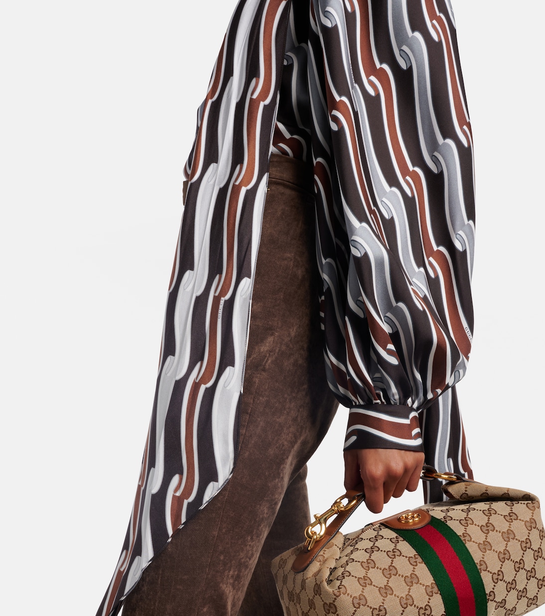 Printed tie-neck silk blouse | Gucci