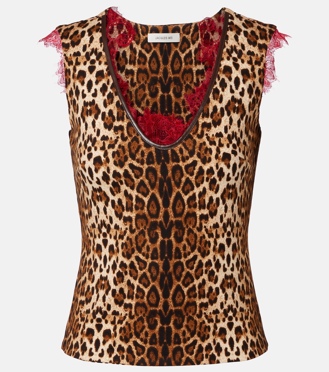 Lace-trimmed leopard-print top | Jacques Wei