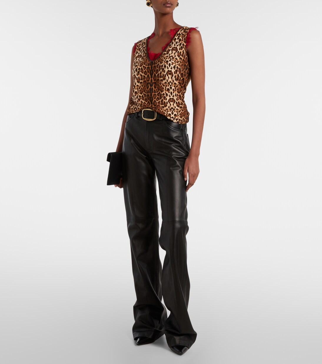 Lace-trimmed leopard-print top | Jacques Wei