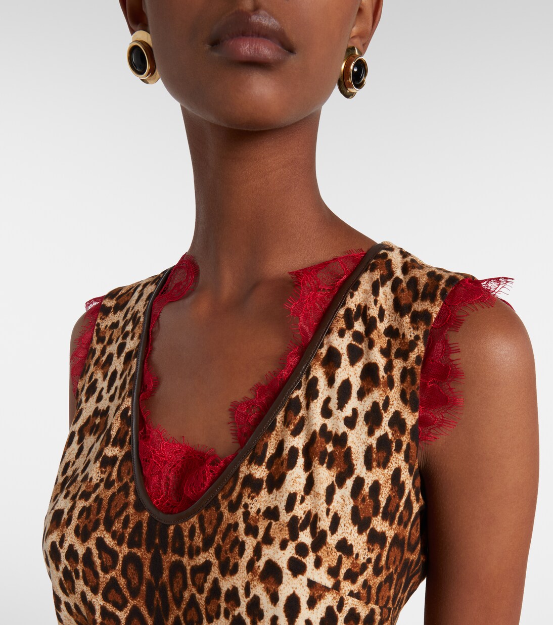 Lace-trimmed leopard-print top | Jacques Wei