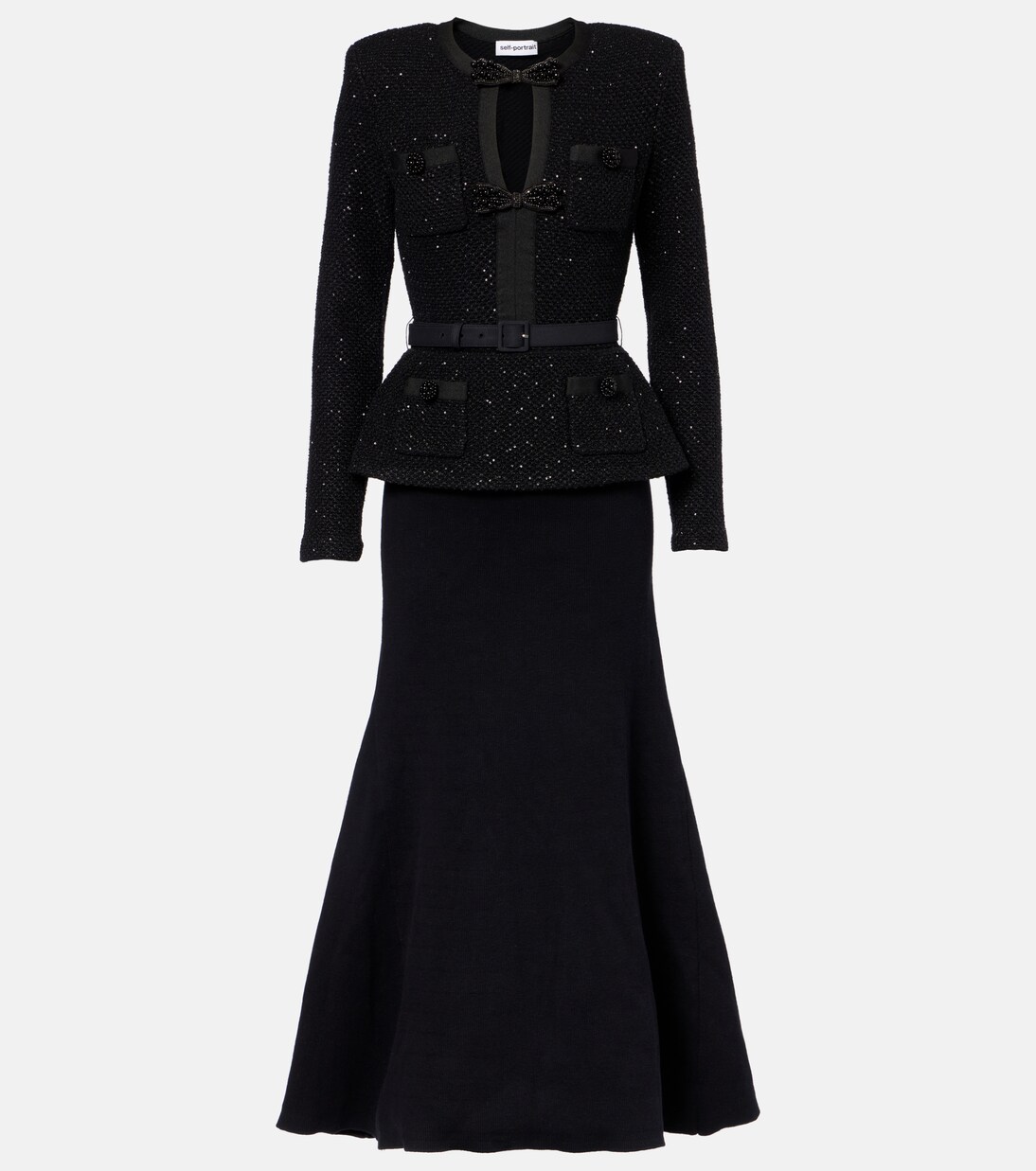 Sequined peplum maxi dress | Self-Portrait