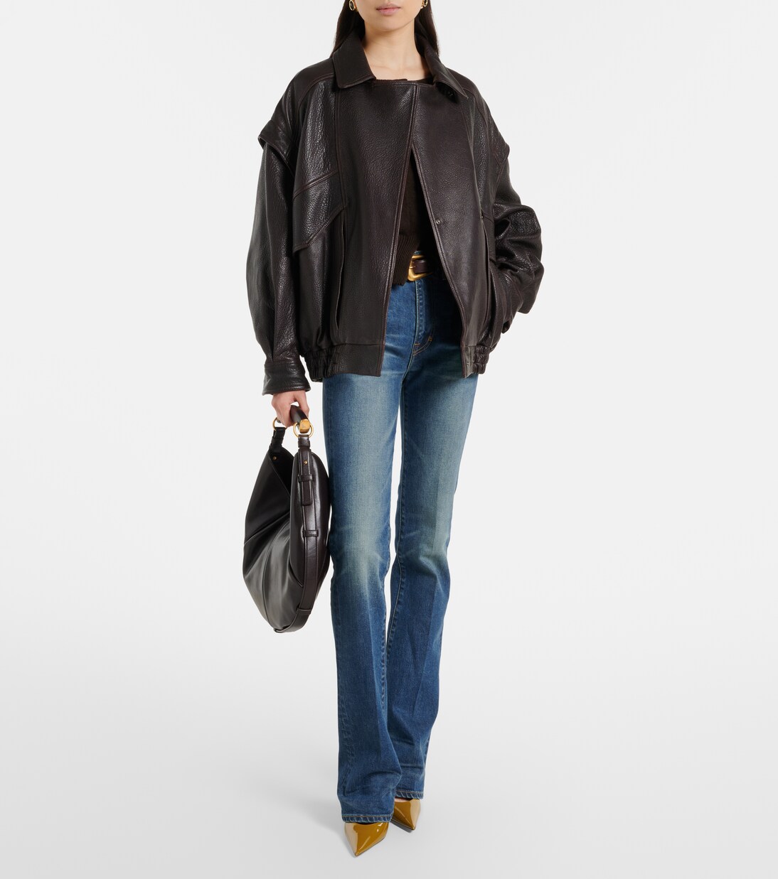 Micah leather bomber jacket | Nour Hammour