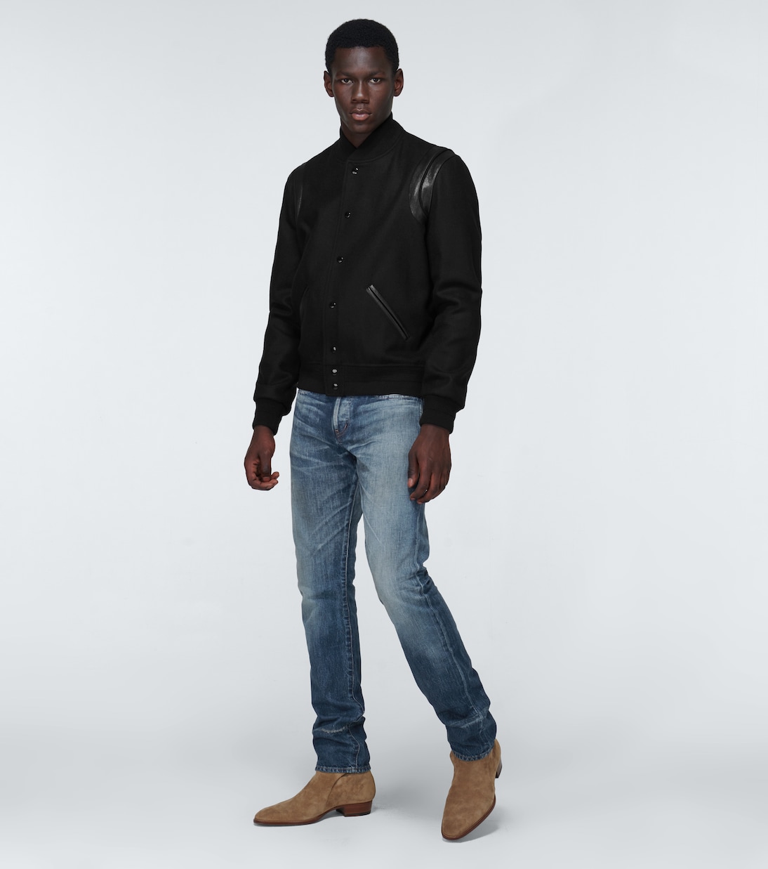 Collegejacke aus Wolle in Schwarz Saint Laurent Mytheresa